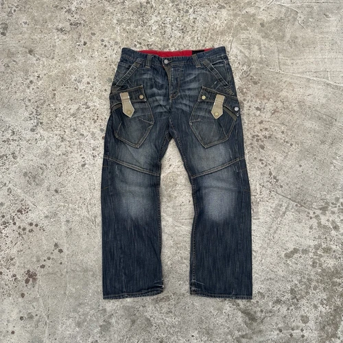Jean Voi vintage W36xL32 Y2K style baggy USA Hype Beast Crazy Fit multi poches