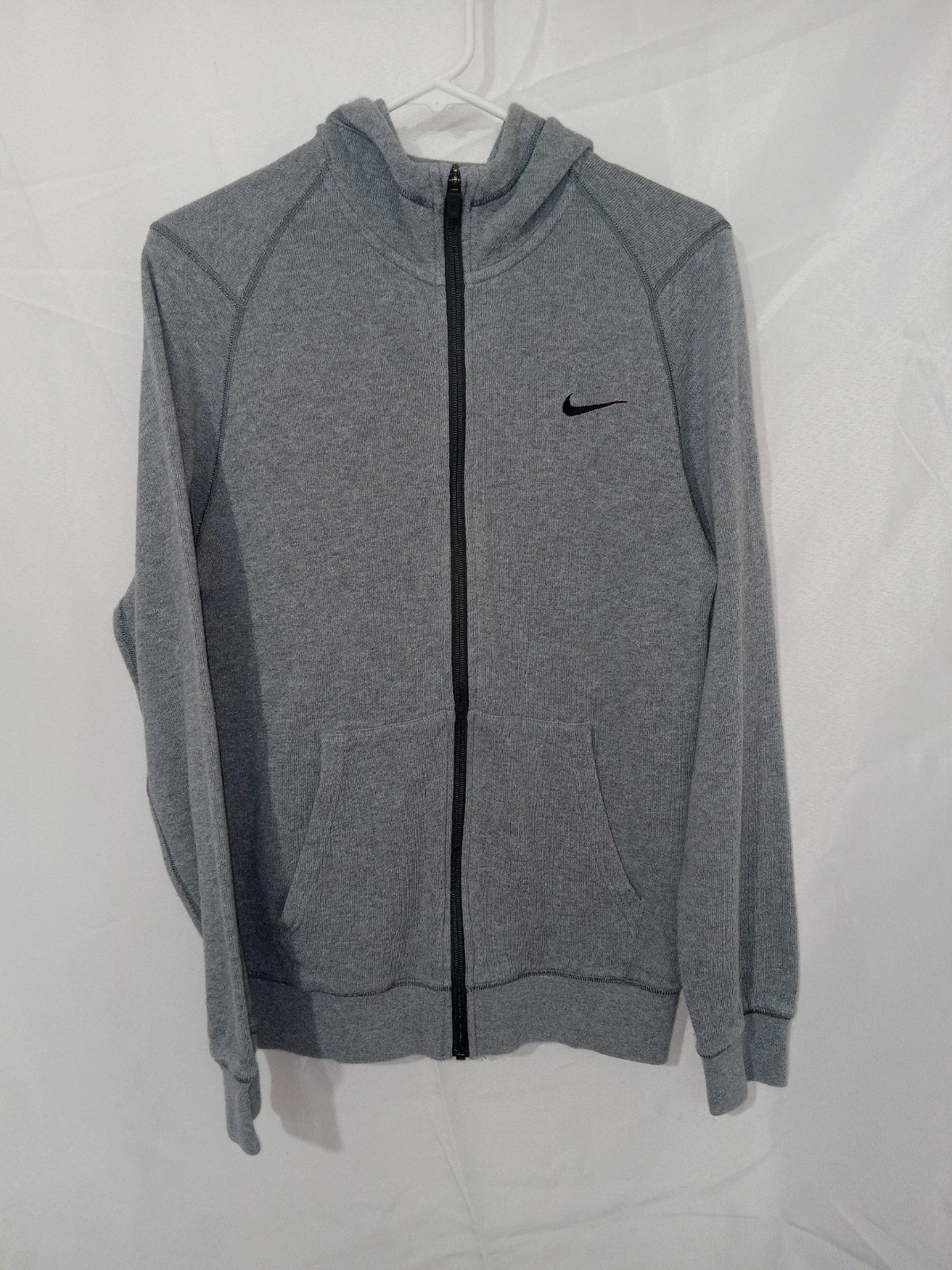 Nike Golf Full Zip Hoodie Gray Fleece Embroidered Swoosh Mens Small Lightweight