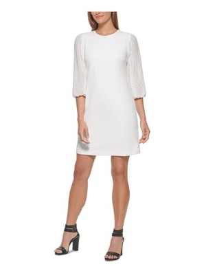 DKNY Womens Clip Dot Elbow Sleeve Above The Knee Wear To Work Shift Dress