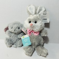 2 Gray Bunny Plush Stuffed Animals Set Of 2