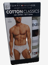 Tommy Hilfiger Cotton Classics Briefs 4-Pk Men  s Sz MED Navy Gray NEW/pk 42.50