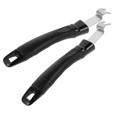 2 PCS BBQ Platter Grill Grate Lifter Tool Pan Tray Plate Remover Handle
