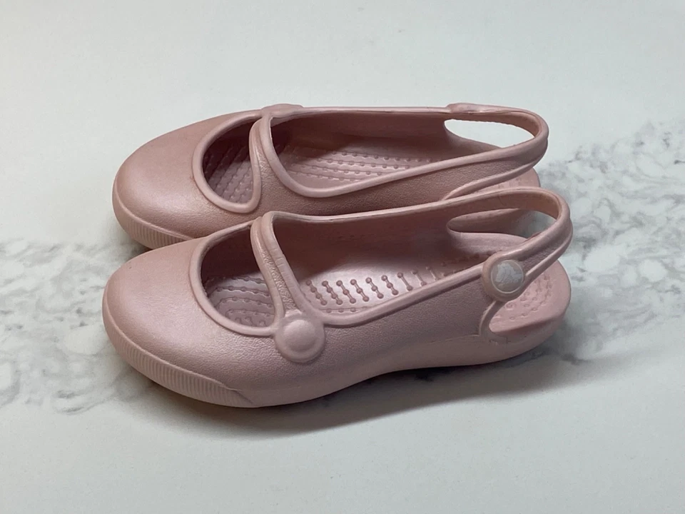 Zapatos de ballet Crocs rosa suave Mary Jane talla C 6 Foto 3 de 4