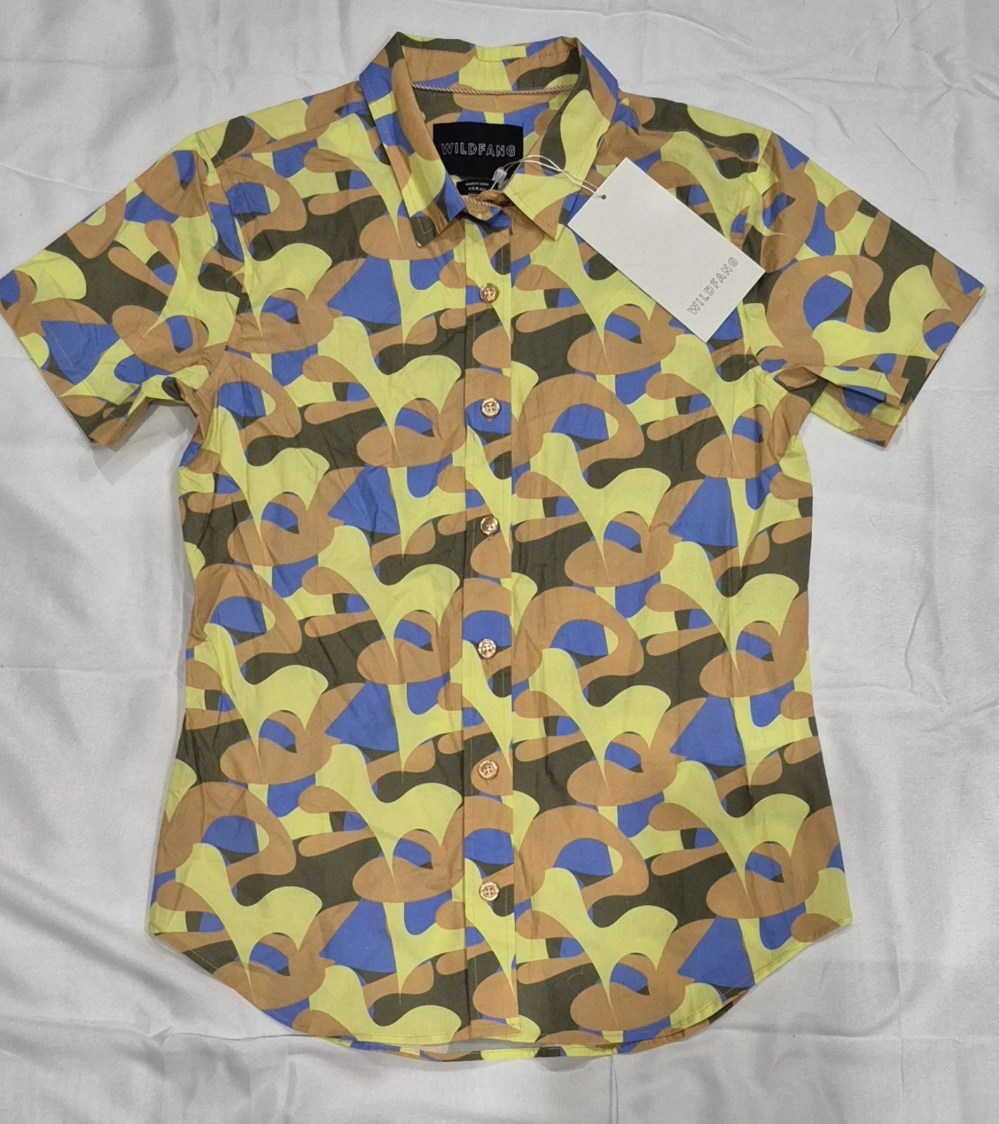 Wildfang The Essential Short Sleeve Button Up Shirt Abstract Print X-Small NWT