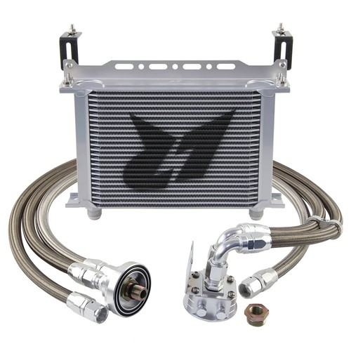 LR 25 Row AN10 Oil cooler w/Bracket+Filter Relocation Adapter Hose Kit Silver - Picture 3 of 11