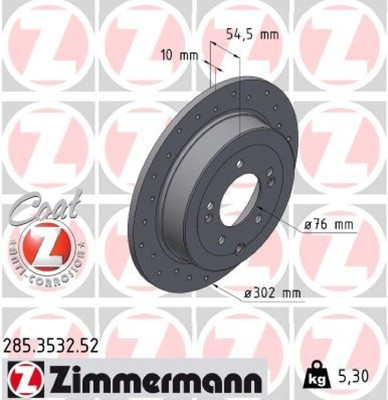 2x Bremsscheibe Zimmermann 285.3532.52 2 Bremsscheiben für Hyundai für Kia