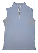 The Tailored Sportsman Sleeveless Riding 1/4 Zip Polo Shirt Size M Light Blue
