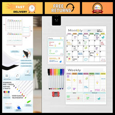 Magnetic Dry Erase Calendar Set - 3 Pack Monthly, Weekly Daily Planner, 14"x11