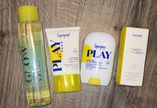 SUPERGOOP LOT OF 4 - UNSEEN SUNSCREEN GLOW OIL PLAY FACE LOTION EVERYDAY STICK