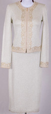 ST.JOHN Women's Light Blue Metallic Gold Shimmer Studs Jacket NWT Dress Sz 4-6