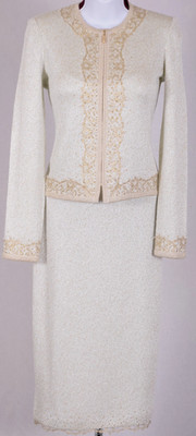 ST.JOHN Women's Light Blue Metallic Gold Shimmer Studs Jacket NWT Dress Sz 4-6