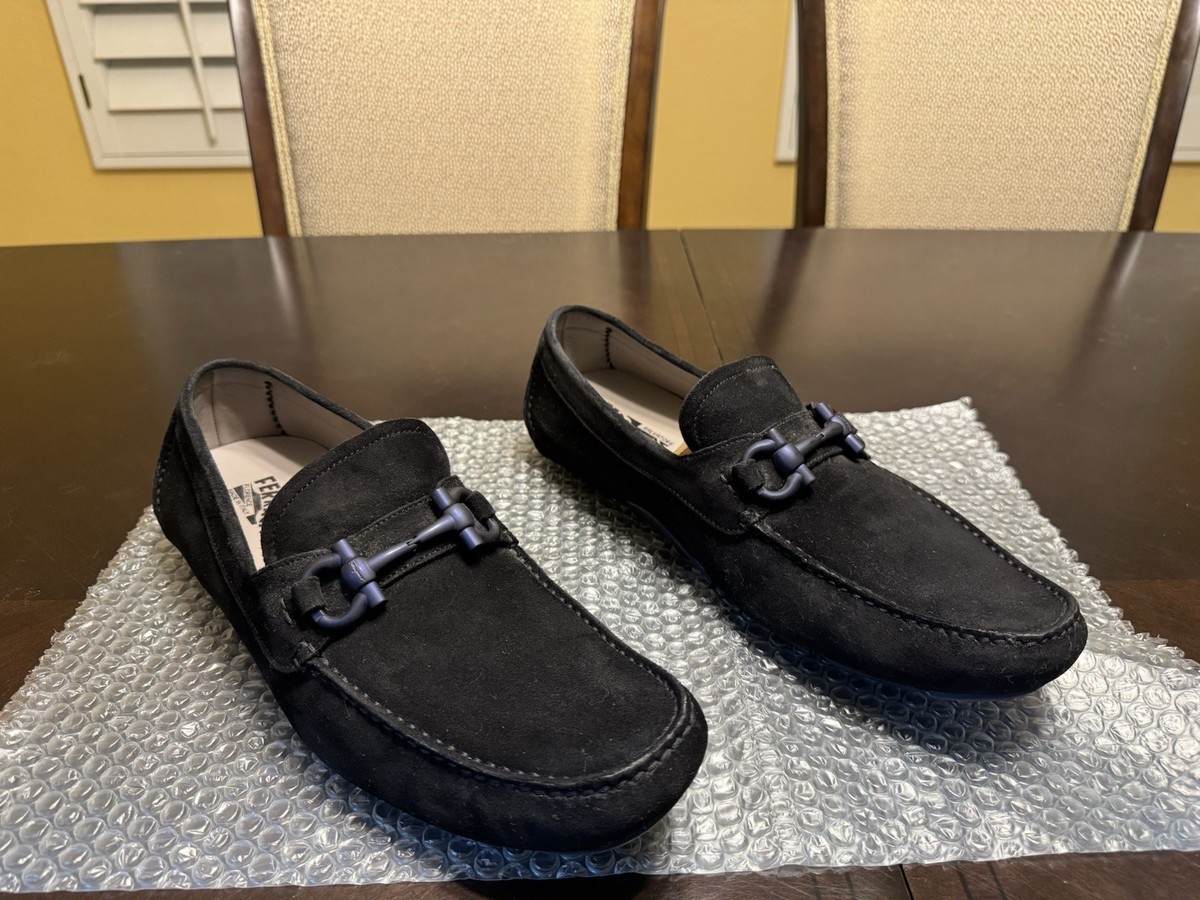 Authentic Salvatore Ferragamo Gancini Black Suede Drivers  display picture 3