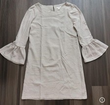 J Crew Women's Dress Gray Striped Ruffle Sleeves Size Small