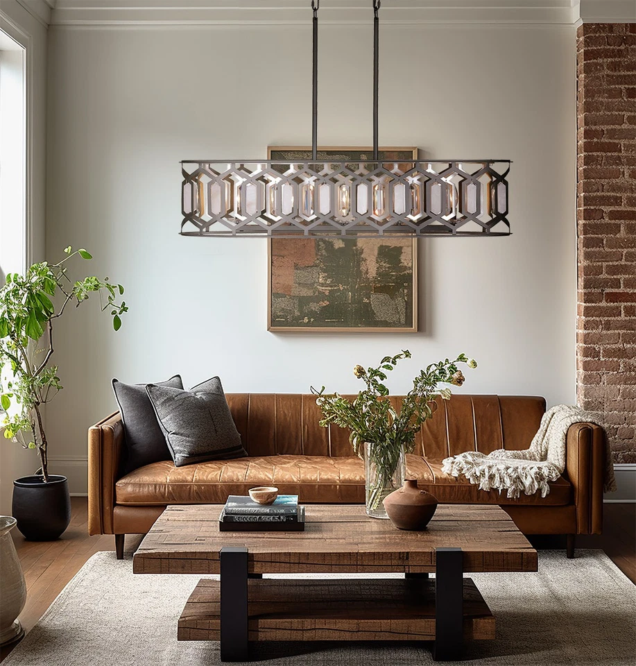 Lámpara de araña lineal Minka Lavery 3588 hexagonal 5 luces 44" W - carbón Foto 4 de 4