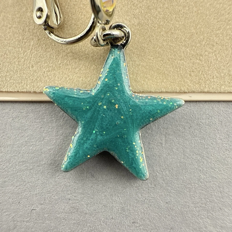 Kirks Folly Earrings Star Blue Celestial Rhinestone Lever Back Silver Tone - Image 4 of 4