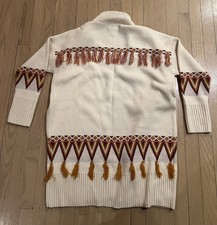 Women s Sz Medium Aztec Fringed Cardigan Sweater Native American Nice
