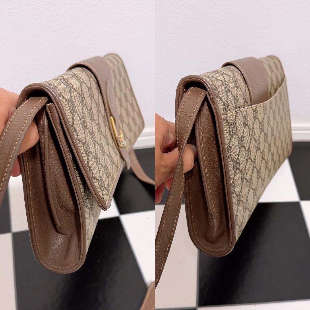 GUCCI GG Shoulder Bag PVC Leather Beige Brown Gold Hardware Logo From Japan thumbnail 24