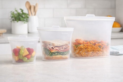 Reusable Silicone Food Storage Bags 6 Pack Leakproof BPA-Free 17oz 34oz 50oz - Picture 12 of 12