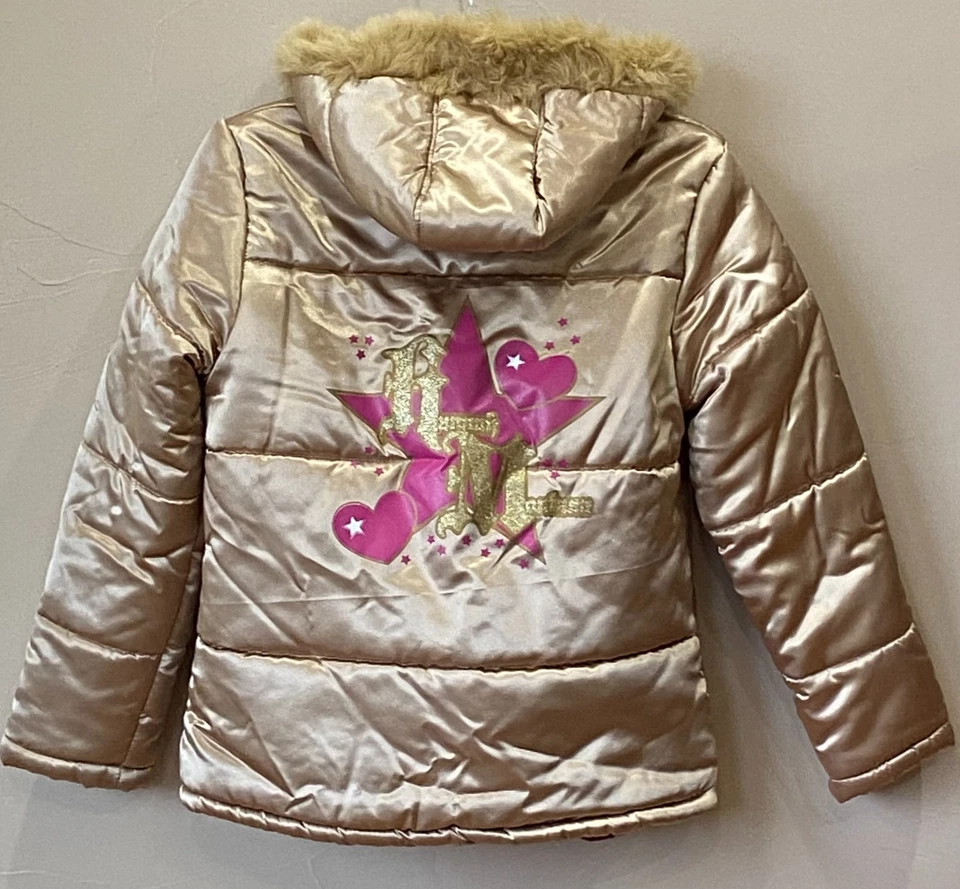 Chaqueta acolchada dorada vintage Hannah Montana Disney con capucha juvenil talla 16 Foto 4 de 4