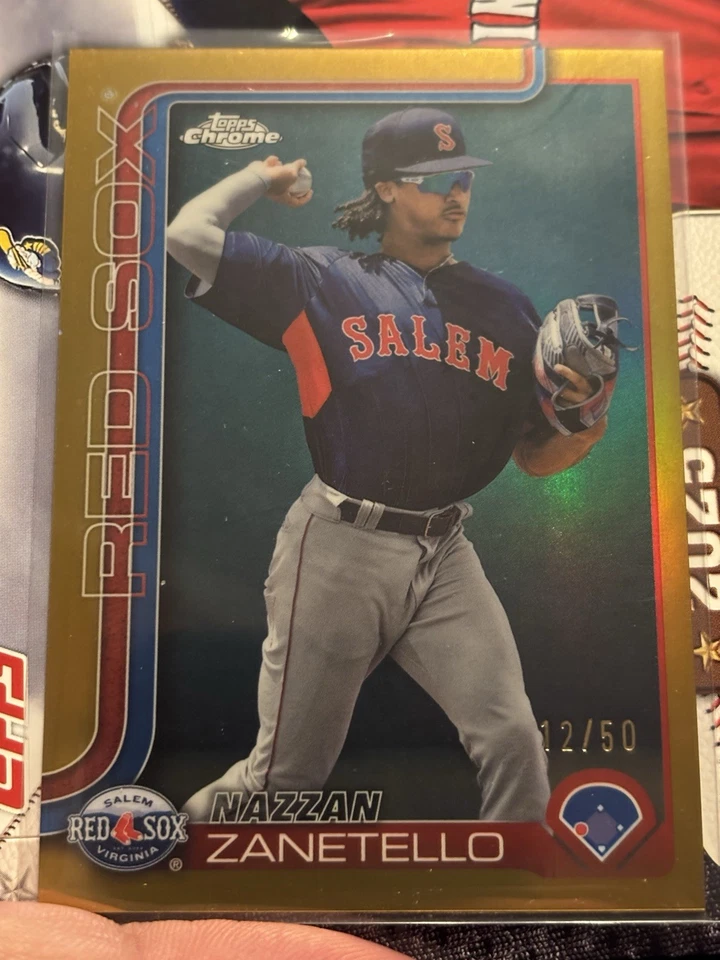 2025 Topps Pro Debut Chrome Nazzan Zanetello Gold Refractor 12/50! Red Sox - Image 2 of 3