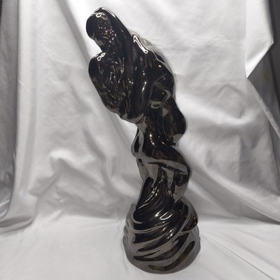 Vintage Art 16  The Kiss Ceramic Statue Metallic Nudes Sculpture Lovers Embrace