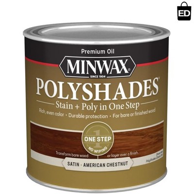 One-Step American Chestnut Wood Stain & Polyurethane - Easy Application, ½ Pint