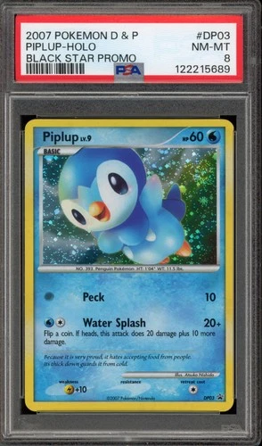 Pokemon Piplup Black Star Holo Promo DP03 PSA 8
