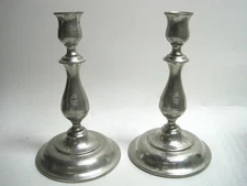 Vintage Pair of Kirk Stieff Pewter Candlestick Holders made for DuPont 7.5” Tall