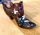 Fenton Glass Hand Painted Ladies Shoe / Slipper