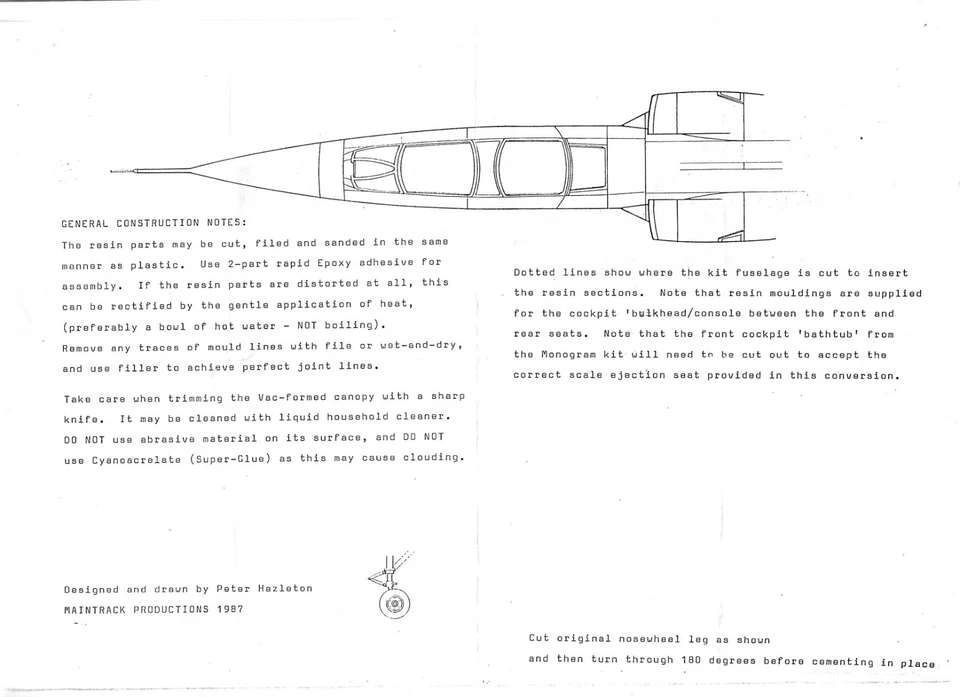 MAINTRACK MODELS 48:5 - F-104G STARFIGHTER TWIN SEAT CONVERSION - 1/48 RESIN - Immagine 4 di 4