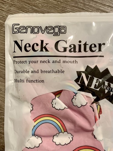 New 2-pack Kids Unicorn Face Mask Neck Gaiter Unicorn Rainbow 8”x 12” - Picture 3 of 11