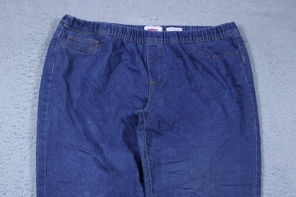 Pantalones de mezclilla Bongo para mujer XL azul tiro medio tiro medio jegging lavado oscuro elástico 34x30 Foto 2 de 4