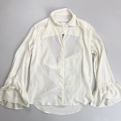IRO JEANS Brixa Star Print Collared Button Down Shirt SZ 34 Cut-Out Draped Back