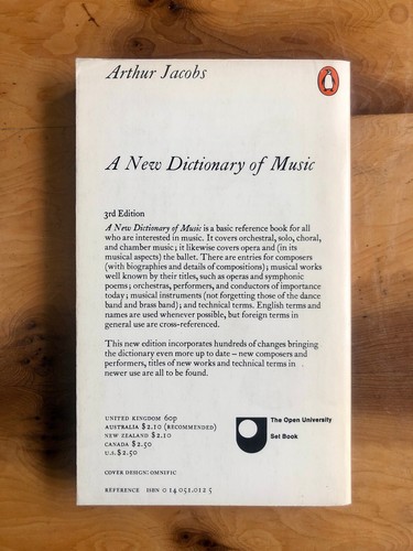 ARTHUR JACOBS A New Dictionary of Music PB 1974 Penguin Vintage Paperback - Picture 2 of 7