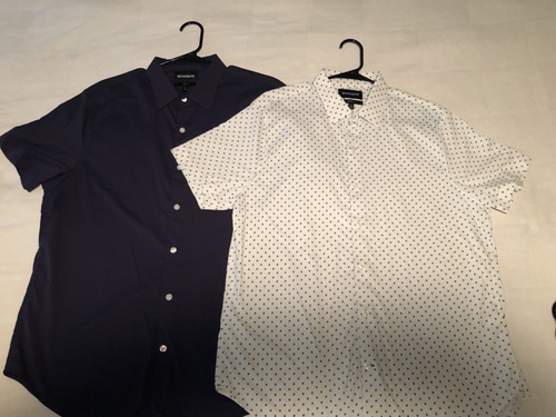 2er-Set ~ Bonobos Tech ~ Herren große Kurzarm ~ marineblau weiß Flocke + blau neu ohne Etikett