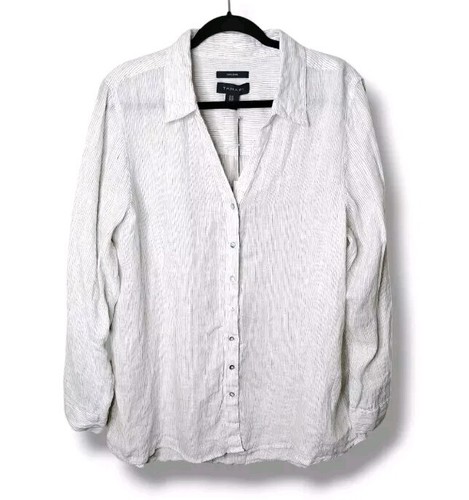 Tahari Linen Button Down Shirt Womens Size 1X Comfort Summer Classic NWT