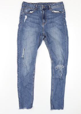 H&M Damen Skinny Jeans blau Baumwolle Größe 12 L28 normaler Reißverschluss