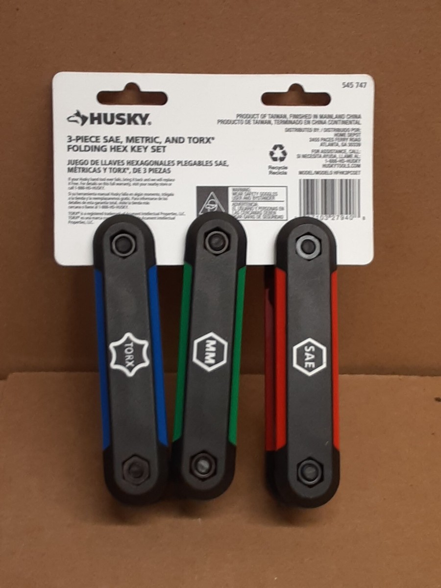 Husky 545 747 SAE/Metric and Torx Folding Hex Key Set (3-Piece