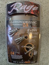 1 Pack. No Collar Rage Hypodermic Crossbow NC  100 Grain Broadheads.  FREE SHIP