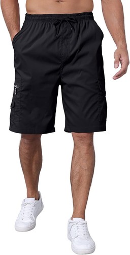Men's Cargo Shorts Elastic Waist Multi-Pocket Lightweight Outdoor Relaxed Fit - Picture 8 of 20
