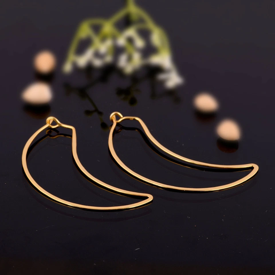 18k Yellow Gold Plated Snap Closure Earrings 925 Sterling Silver Hook Earring - Image 4 of 4