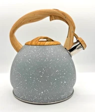 Well Equipped Kitchen Stainless Steel Tea Kettle Ergonomic Wood Rubber Handle