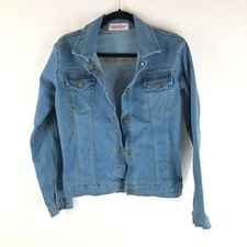 Let It Dry Womens Denim Jacket Retro Trucker Medium Wash Stretch 14 US M