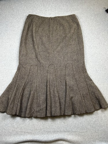 Elie Tahari Skirt Size W 10 Brown Tweed A-Line Wool Casual Office Siren Flared - Picture 8 of 10