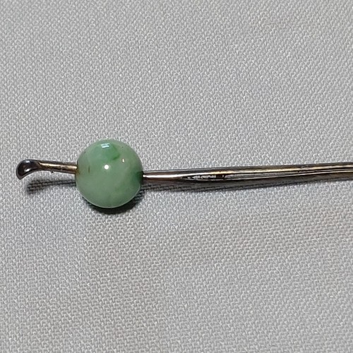 Horquilla japonesa Kogai, cuenta de jade (1 cm) con pasadores dobles, 12 cm de longitud total - Imagen 10 de 10