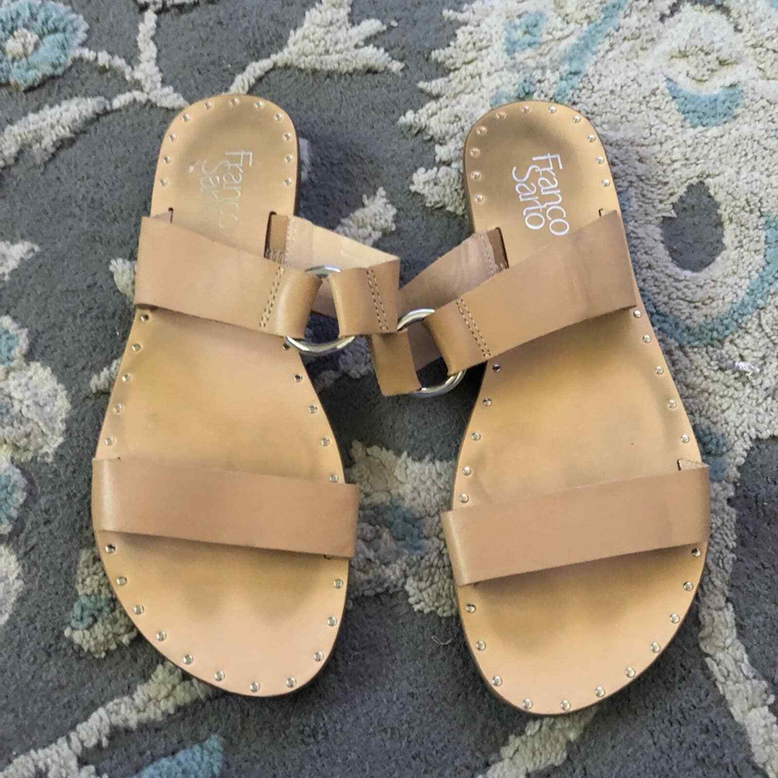 Franco sarto leather tan double strap sandals | eBay