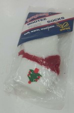 Vintage baby Bootee Socks Snug Hug Red and white with Christmas Tree