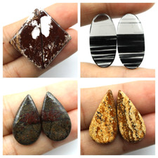 4 Pairs 106 Cts Natural Mix Gemstones Untreated Cabochon Loose Gemstones Lot