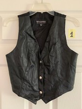 WILSON THE LEATHER EXPERT,Women's Vest Black Sleevless Snaps,Size M,BIKER,ROCKER