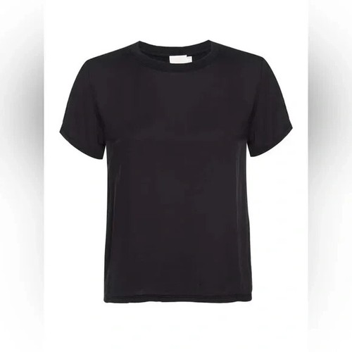 NWT Nation LTD Marie Sateen Boxy Crop Top Tee in Black Size Small Rayon